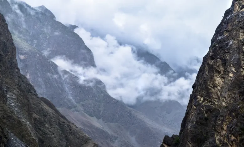 Dark Mountains Ranges Covered with Natural Smoky Cloud in Gilgit Pakistan